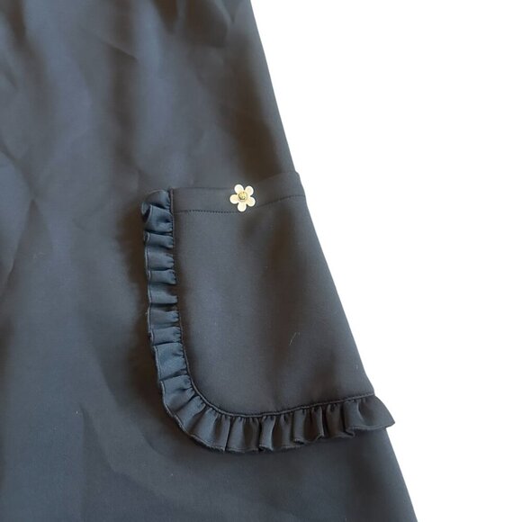 Betsey Johnson Black Shift Dress Daisy Buttons Mod Shift Fit Stretch Size 4 - Picture 5 of 14